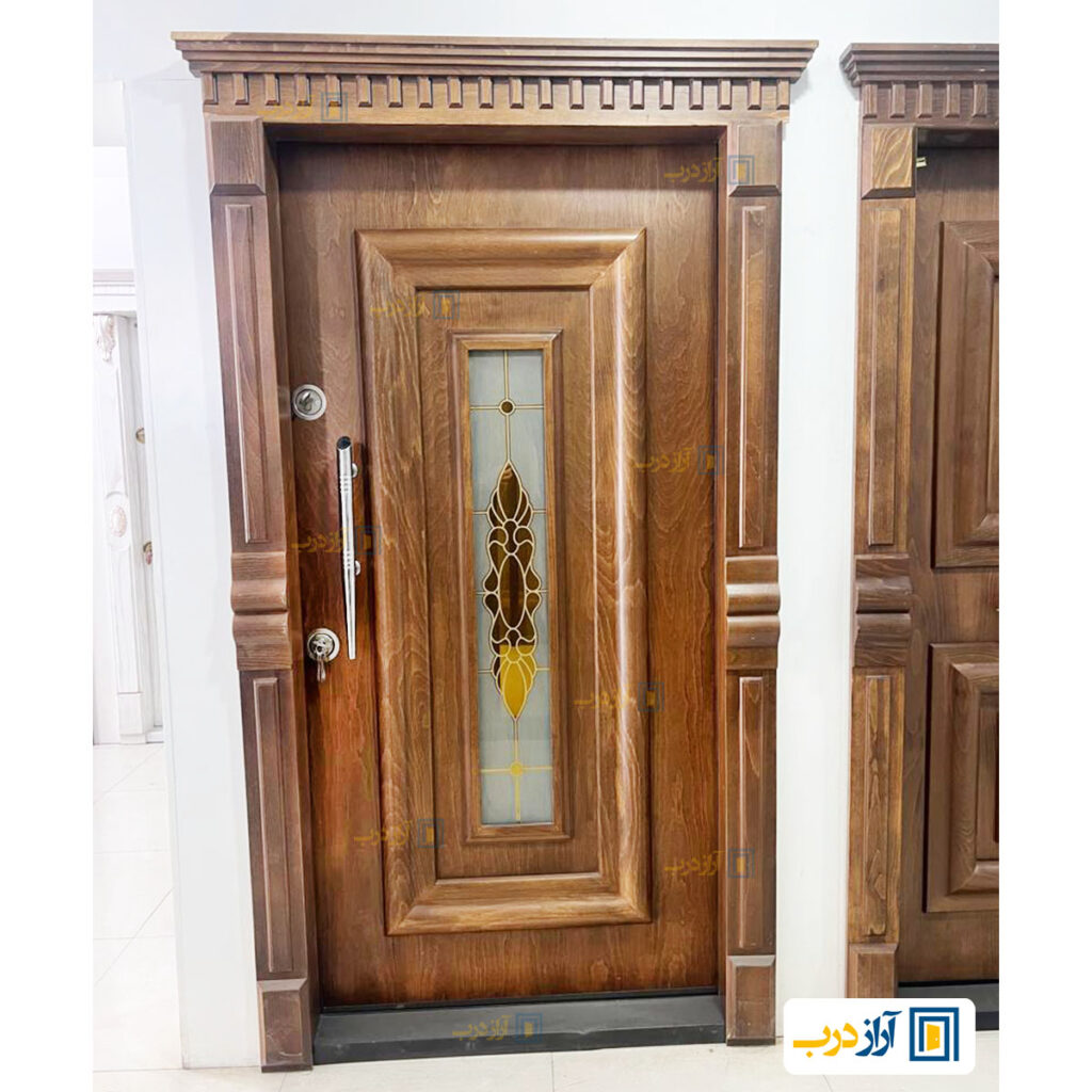 درب ضدسرقت روکش راش برجسته مدل ونوس گلس