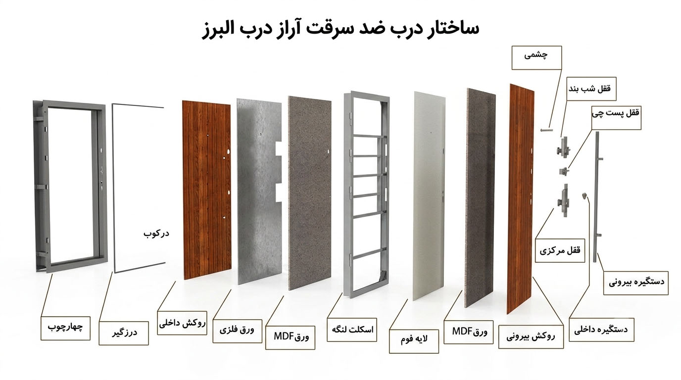 ساختار و اجزای تشکیل دهنده درب ضدسرقت آراز درب البرز