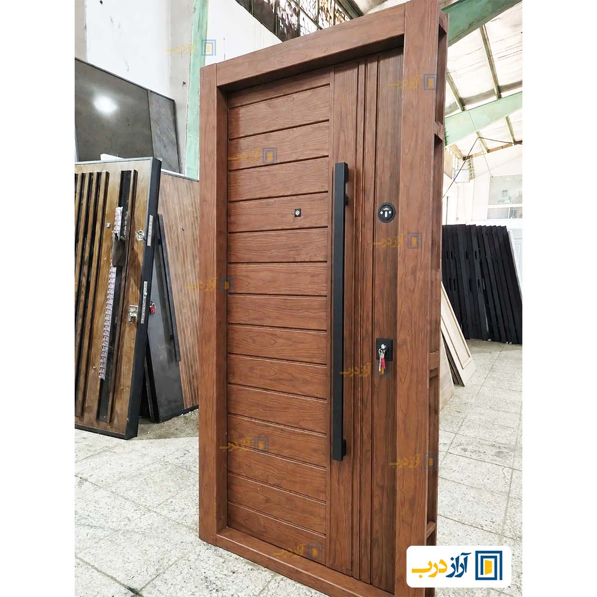 درب ضد سرقت رویه فلزی دکورال طرح چوب